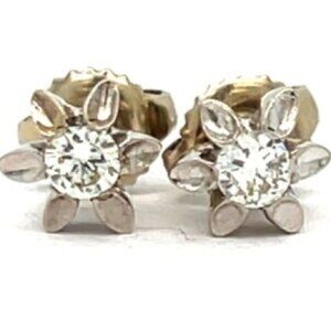 14K White Gold Diamond Stud Earrings